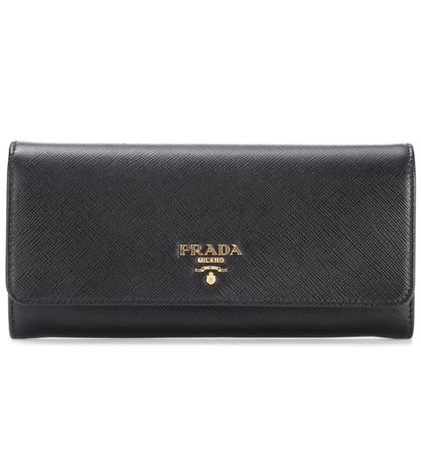 prada portaf verticale au|Black Saffiano Leather Wallet .